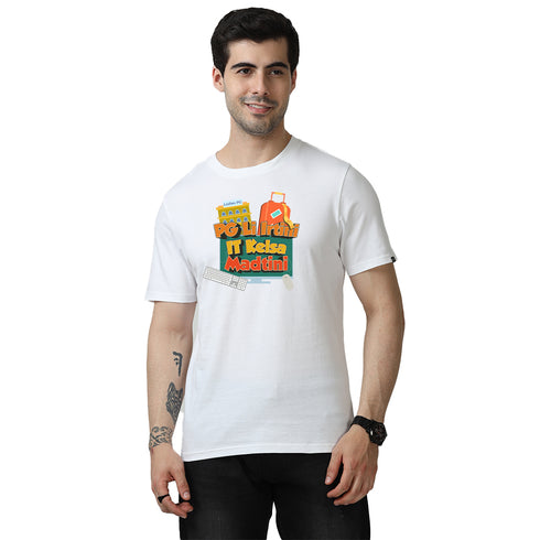 PG Li Irtini IT Kelsa Madtini  Round Neck T-Shirt - White